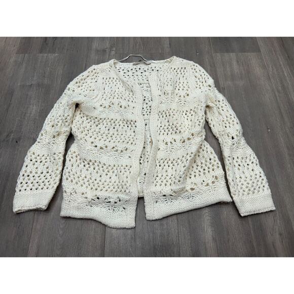 Soft Surroundings Cream Wool Alpaca Blend Open Cardigan Sweater Grandmacore Med? - Picture 1 of 7